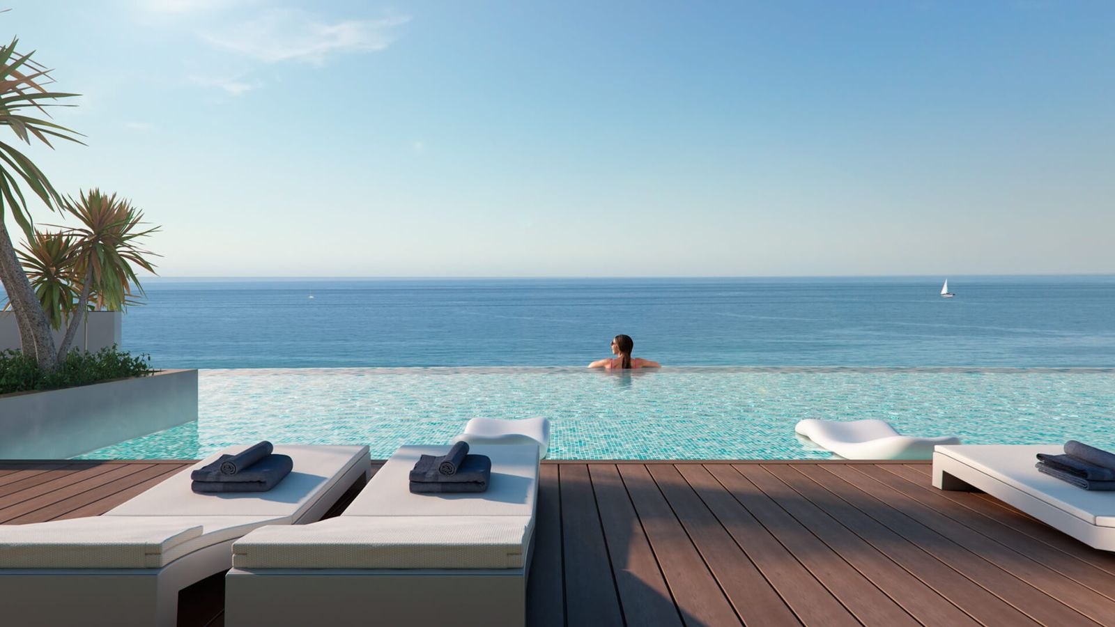 Piscina infinita con vistas al océano en Arrecife.